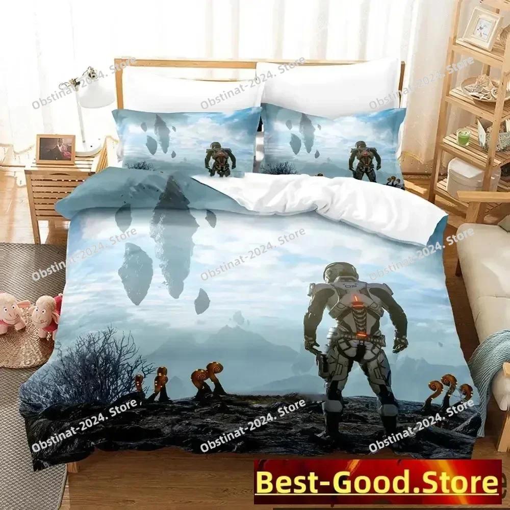 3D Print Game Mass Effec Bedding Set Printed Bed Set With Pillowcase Bed Duvet Cover Soft Single Double Queen Super King Size