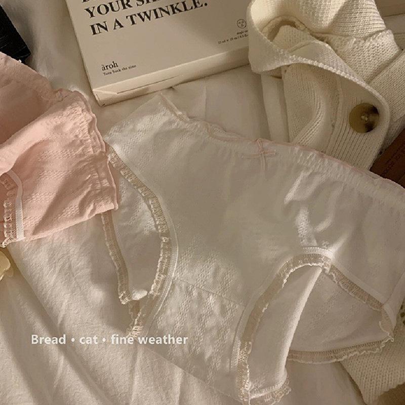 Lady Summer Simple Lovely Fresh Small Broken Flower Ear Side Pure Cotton Crotch Breathable Comfortable Briefs