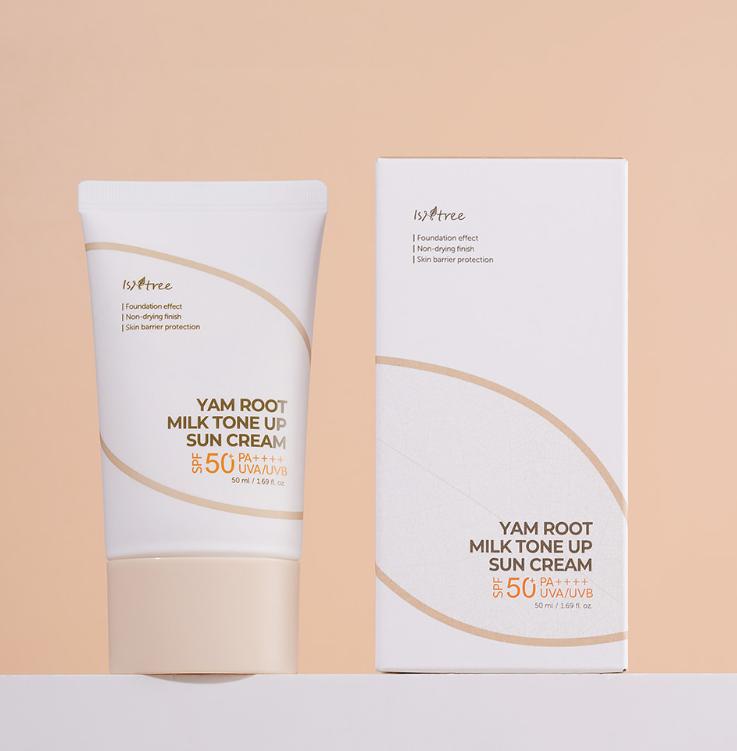 ISNTREE Yam Root Milk Tone Up Sun Cream 50ml | Vegan SPF50+ Brightening Sunscreen