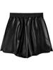 Women's PU Leather Bootcut A-Line Shorts, High-Waist Slimming, Wide Leg, Autumn/Winter 2023 Casual Wear.