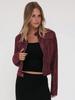 Giacca Moto Corta Vintage da Donna in Ecopelle con Zip e Collo Alto Cappotto Biker Corto Casual