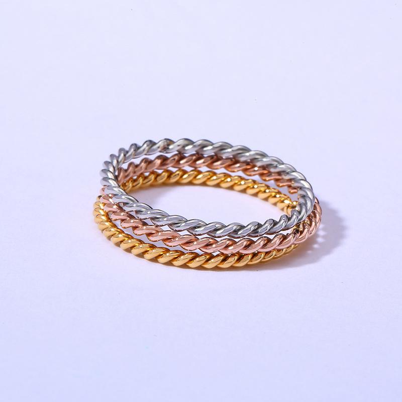Minimalist Stacking Ring Set, Chic Twist Pinky Promise Rings for Women, Anti Allergy Stainless Steel Metal Wedding Bands Jewelry