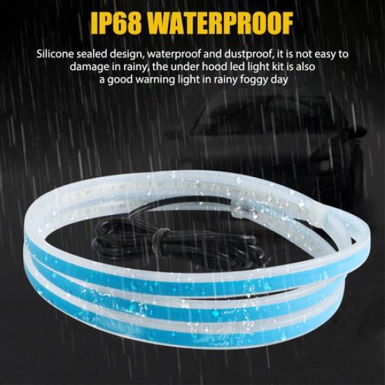 White 180cm Flexible Car Hood Day Running lED Light Strip Accessories Universal
