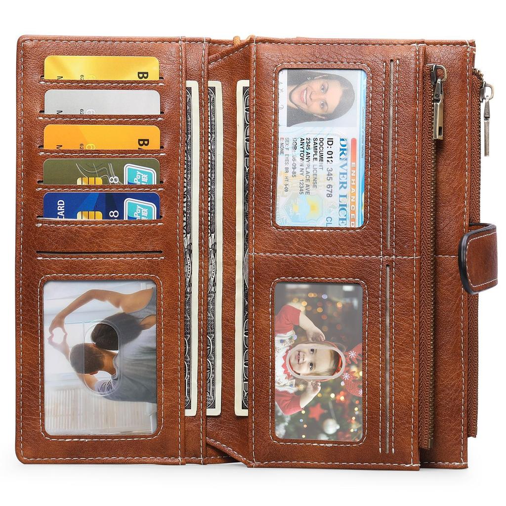 New women's long wallet retro three-fold mobile phone bag