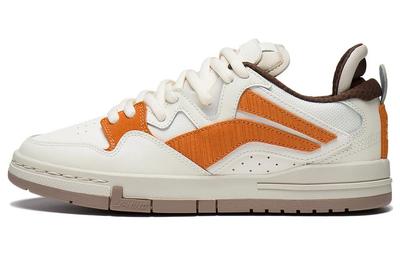 Pro Textile, Synthetic Leather Slip Resistant Abrasion Resistant Low Top Skateboard Shoes Women's White Orange AECT016-1