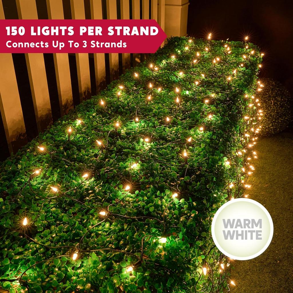 JOYFY 150 Warm White Christmas Net Lights for Christmas Eve Night Indoor & Outdoor Christmas Tree Bushes Decor