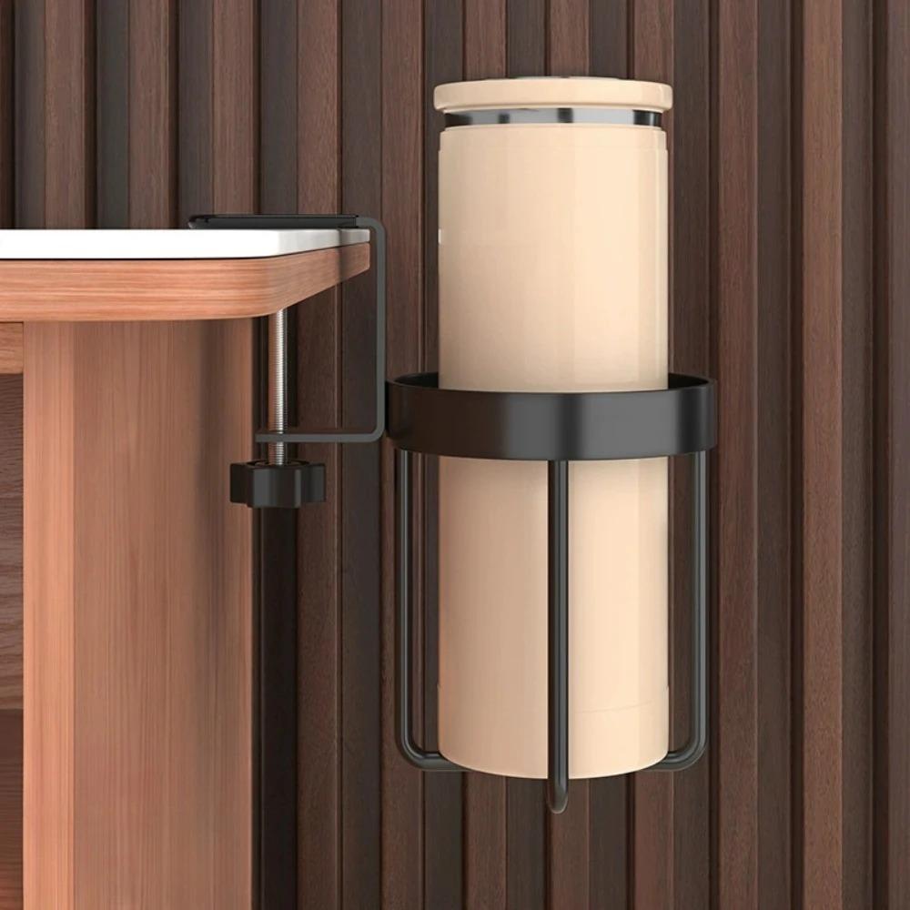 1Pc Deepen Clip On Table Cup Holder Horizontal Vertical Mount Anti Spill Metal Clamp Storage Rack For Office Desk Mug Holder