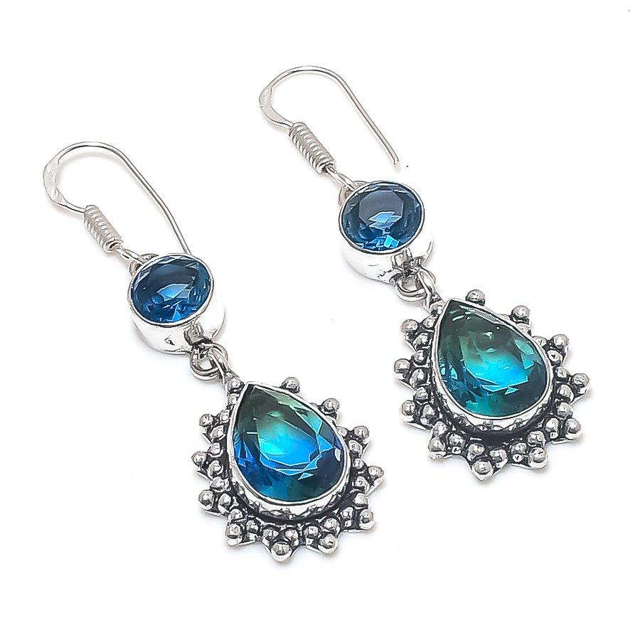 Iolite Quartz Gemstone 925 Sterling Silver Earring 2.13"