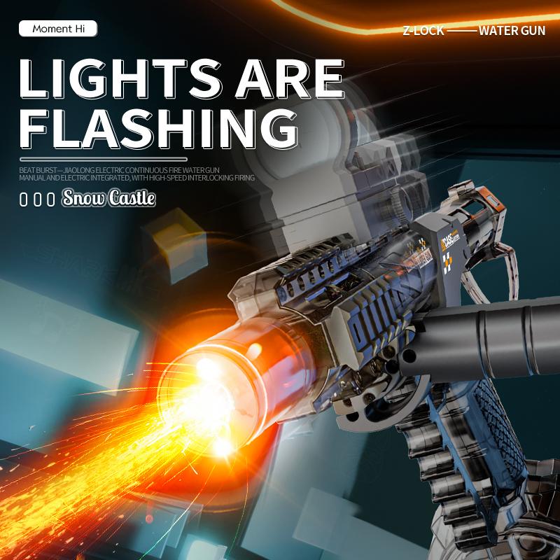 Long Range Shooting Electric Water Gun Toys Children Automatic Sensor Muzzle Flame Squirt Gun Kids Summer Beach Pool Party Toy