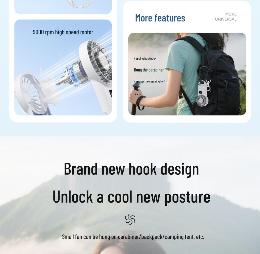 Creative Portable Ultra-thin Handheld Fan with 100-Speed Adjustment and Charging - Ideal for Outdoor Use