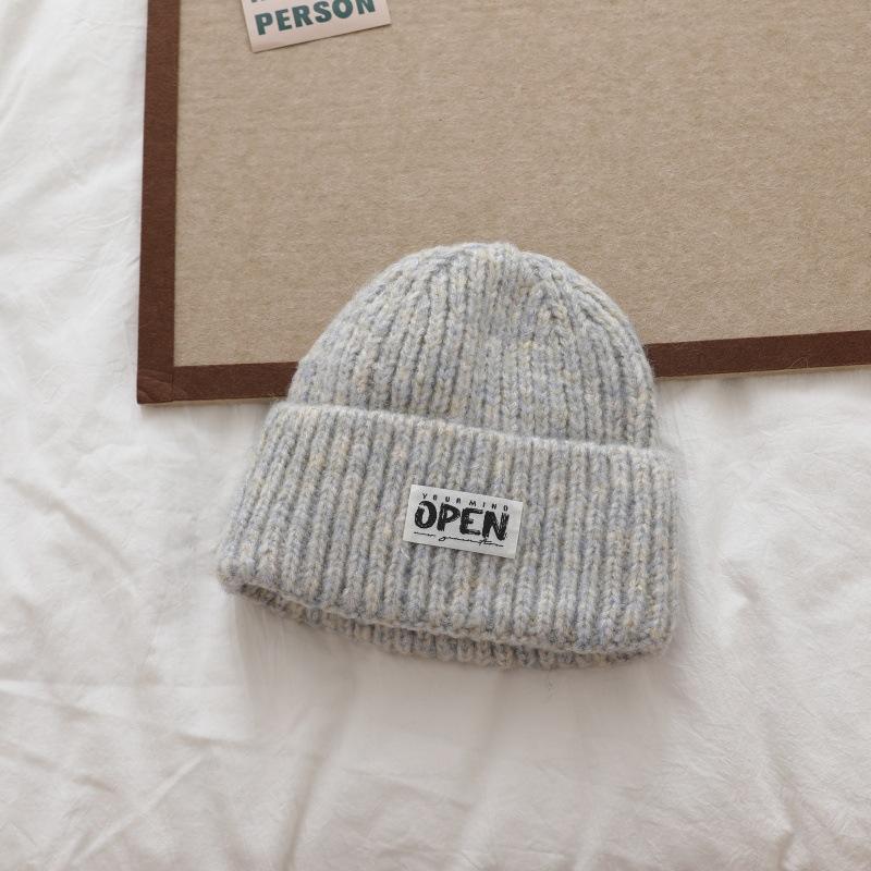 Simple Letter Versatile Knitted Wool Hat for Women Autumn and Winter New Fashion Knitted Hat Cold Hat