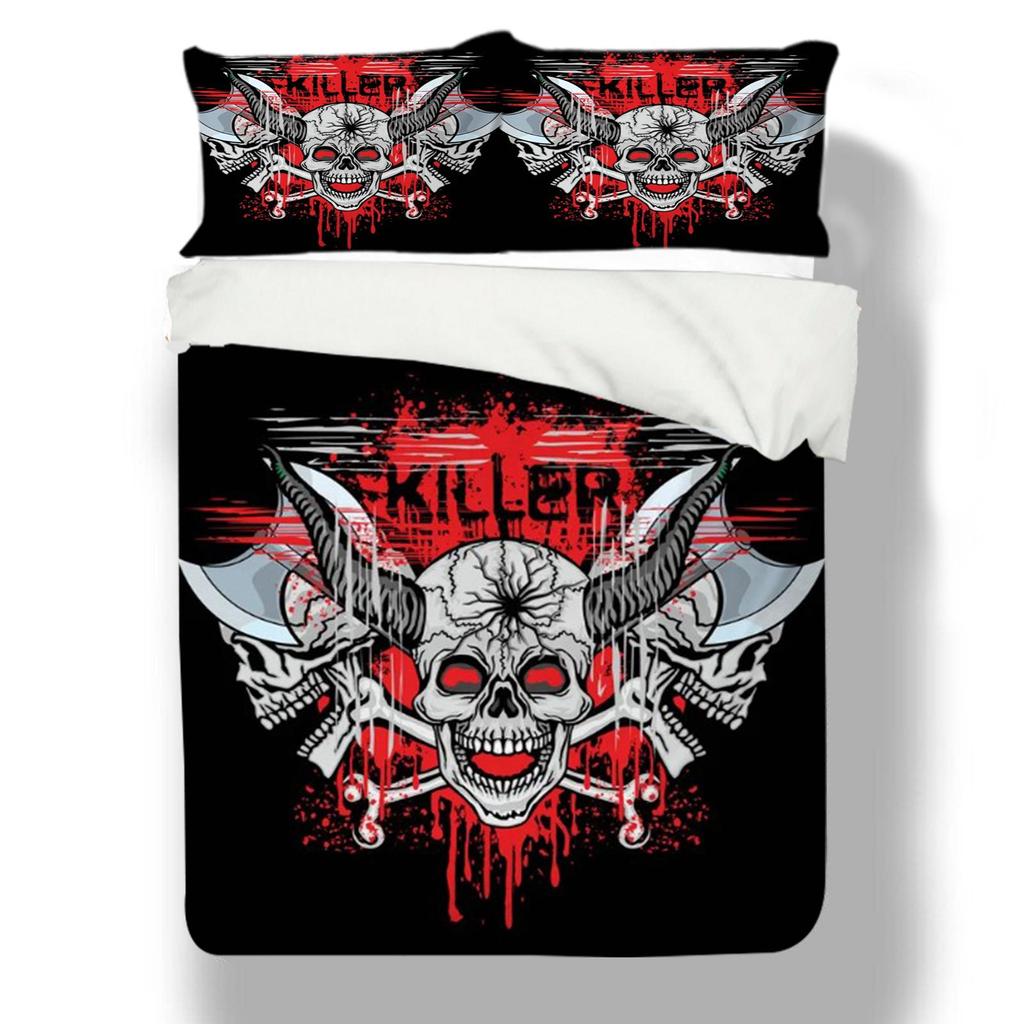 Home Bed Set Skull Print Pillowcase Bedspreads Soft Duvet Cover Queen King Size Teen Boy Girl 3D Soft Quilt Cover