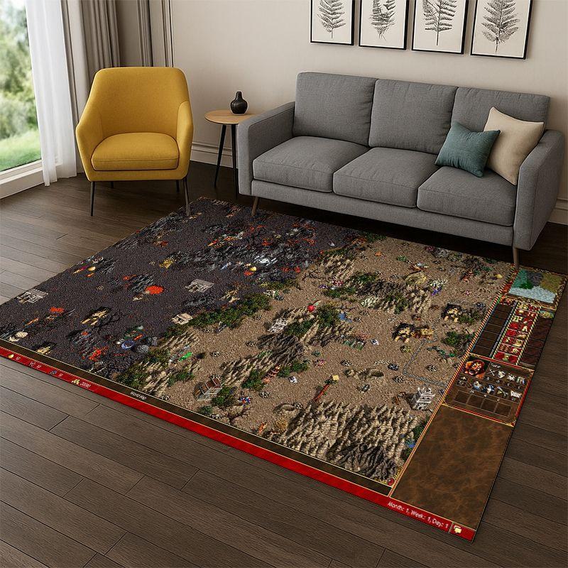 Retro Heroes of Might and Magic Map Game Carpet Rug for Bedroom Living Room Sofa Playroom Doormat Home Decor,Area Rug Non-slip