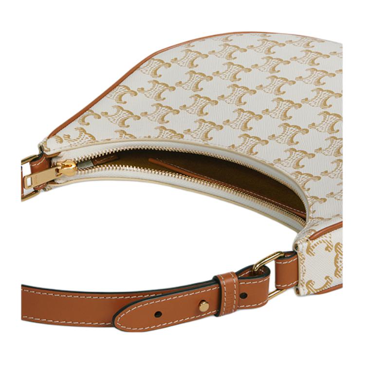 Celine Ava Classic Monogram Print Adjustable Shoulder Strap Leather Underarm Shoulder Bag Women Shoulder Bag Candy-Color White 193952BZJ-01BC