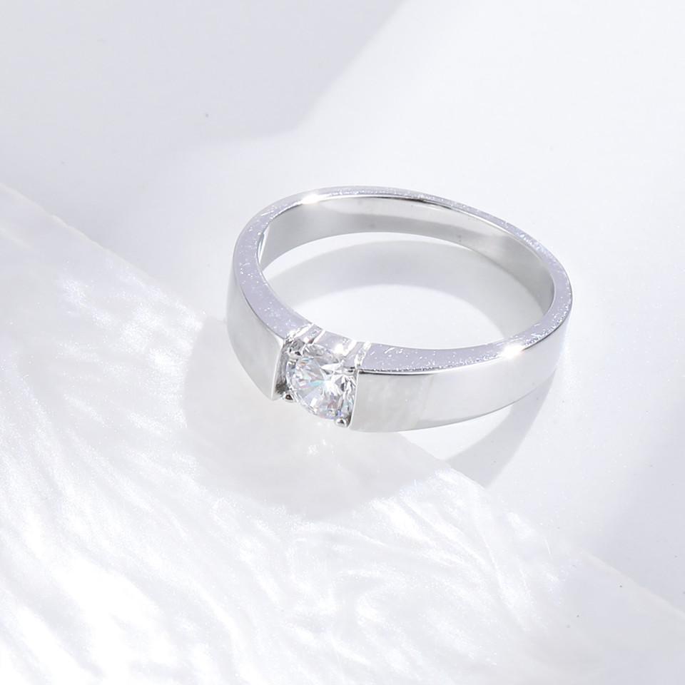 Buyee 925 Sterling Silver Couples Ring White Zircon Luxury Ring Finger for Women Men Fashion Wedding Fine Jewelry Circle