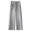 Women's Smoke Gray Slimming Straight-Leg Jeans, Spring/Autumn 2025, Small Size, Loose Fit, Narrow/Wide-Leg, Nine-Point Length