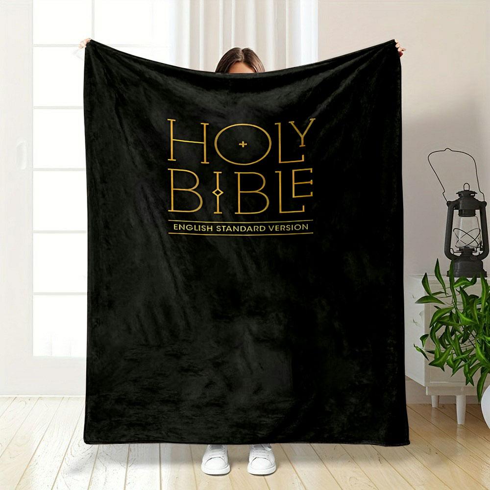 Holy Bible Print Blanket Printed Blanket for Living Room Bed Couch Lunch Break Soft Cozy Blanket for Friend's Festival Gift