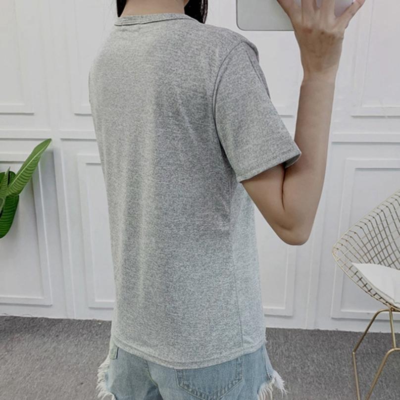 Fashion Women Summer Solid Color Top Short Sleeve Round Neck Pullover T-Shirt