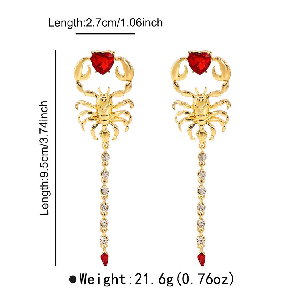 Trend Halloween Popular Earrings Creative Design Scorpion Element Diamond Alloy Earrings