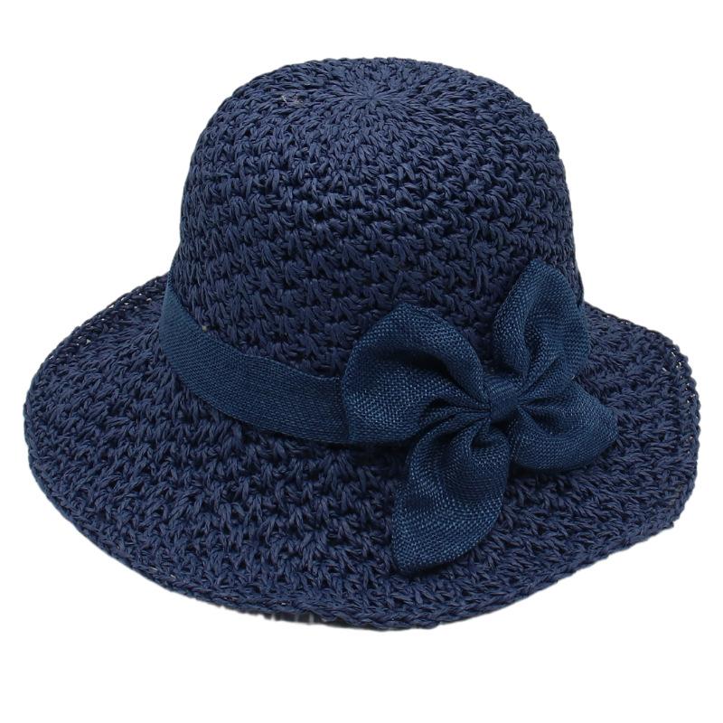 Foldable Retro Summer Versatile Visor Pastoral Elegant Bow Straw Hat Outdoor Outing Beach Hat