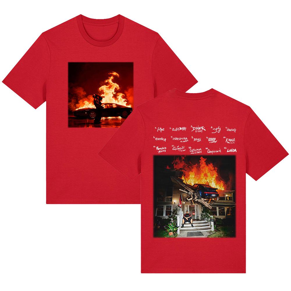 

Eladio Carrión 2026 Summer Album Corsa Tshirt Fashion Men and Women Clothing Harajuku Cotton New Graphic T Shirts Fans Gifts Tee XXL червоний