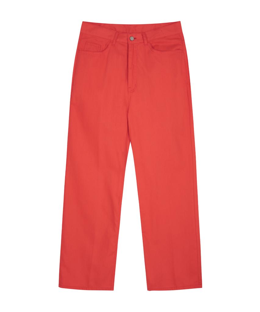 TAKEASY Slub Cotton Wide Pants (Red)