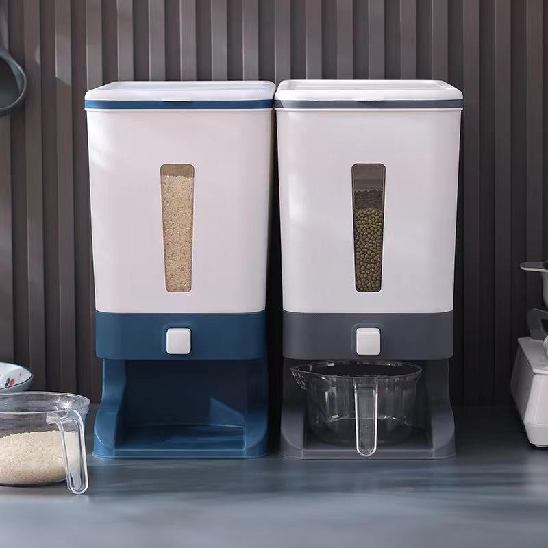 Pressure-type quantitative rice bucket, sealed moisture-proof and insect-proof miscellaneous grain tank, household rice storage