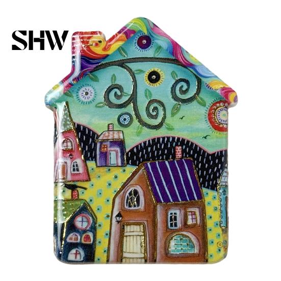 Vintage House Magnet Refrigerator Magnet, Colorful Fairy Tale Town Metal Cabinet Magnets Fridge Magnetic Kitchen Decoration Accessories Miniature Home