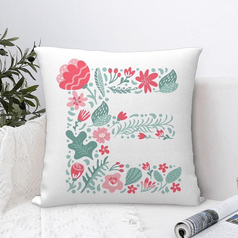Cute Floral Letter Pillow Case Sofa Decorative Home Double-sided Printing Short Plush Cushion Cover Throw Pillow Cover Gifts
