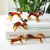 Mini Figuras de Perro de Vidrio Coleccionables Adorno de Perro Soplado a Mano Estatua de Animal de Cristal Artificial para Decoración de Estante de Oficina en Casa Escritorio