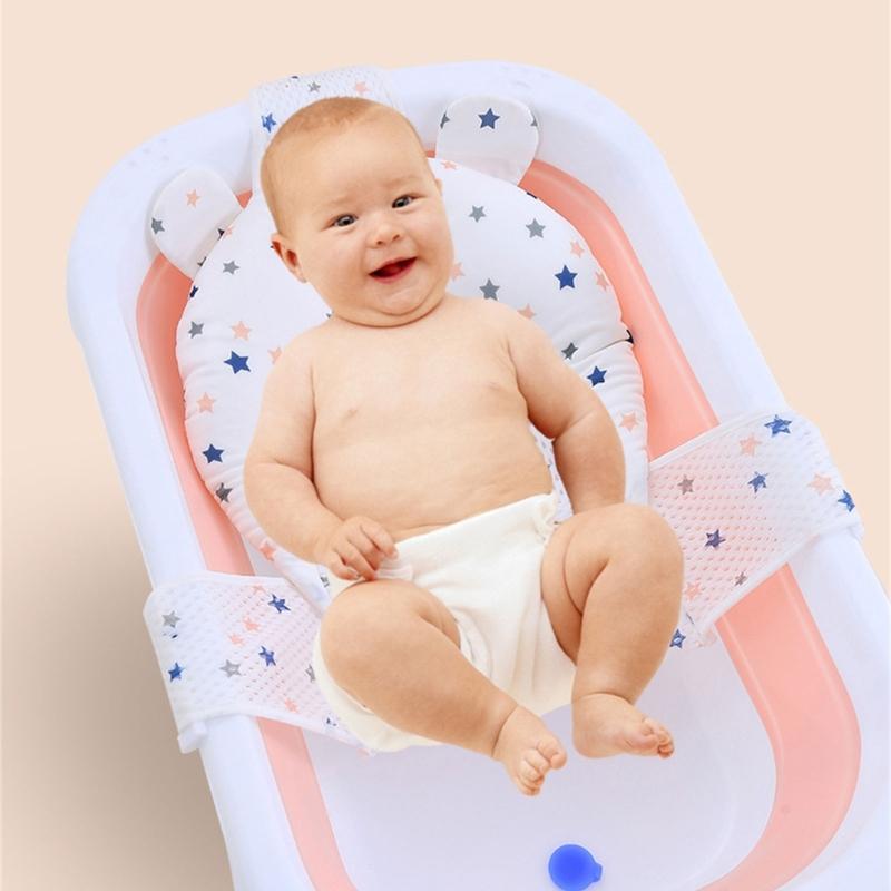 Gentle Baby Bath Support Shower Pad with Thickened Pillow Part for Head Neck and Back Stability During Bathing