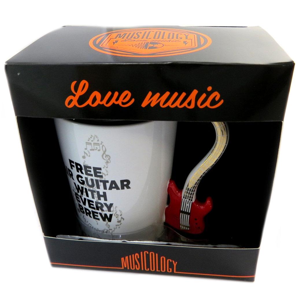 Les Trésors De Lily [P4178] - Ceramic Mug 'Musicology' White Red Gold (Guitar) - 13. 5x12. 5cm