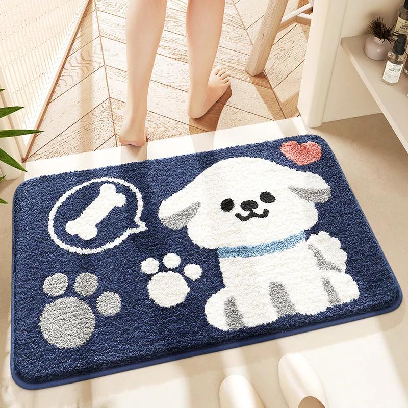 Adorable Dog Bath Mats - Premium Plush Microfiber Bathroom Rug, Super Absorbent Quick-Drying Pet Foot Mat for Bathroom Decor