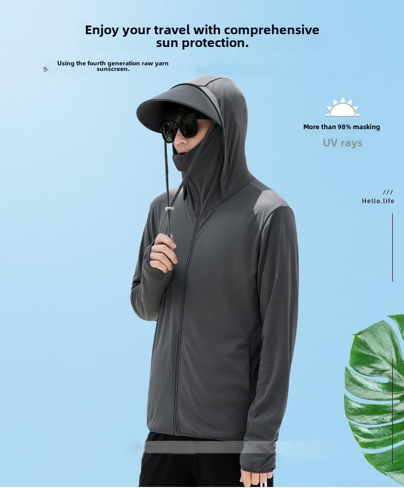 Men's UV Protection Quick-Dry Fishing Apparel with Breathable Mesh Face Cover