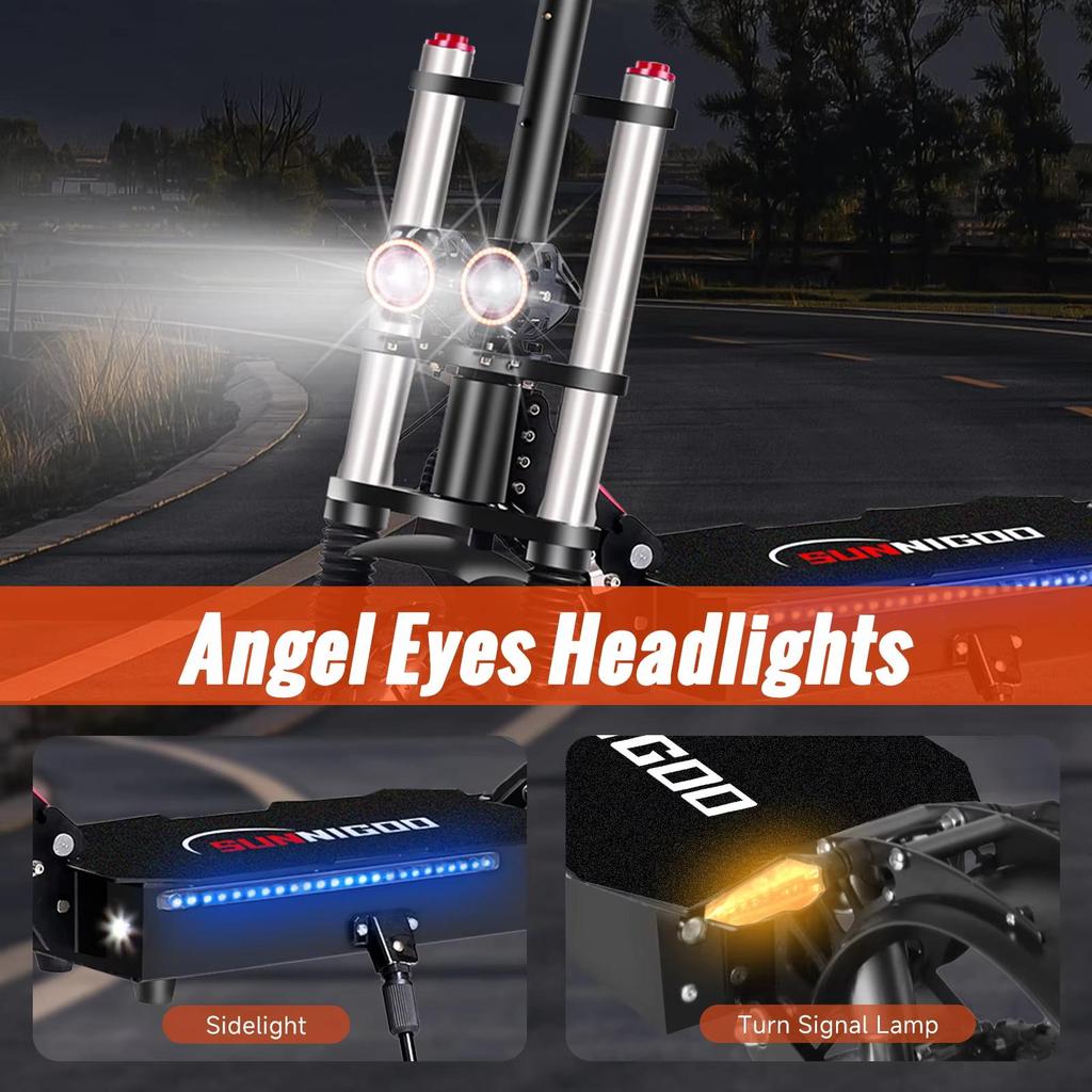 6000W Powerful Electric Scooter 60V 38Ah Max Speed 85km/h 100km Range 11'' Tire Dual Shock Absorbing Folding EScooter for Adults