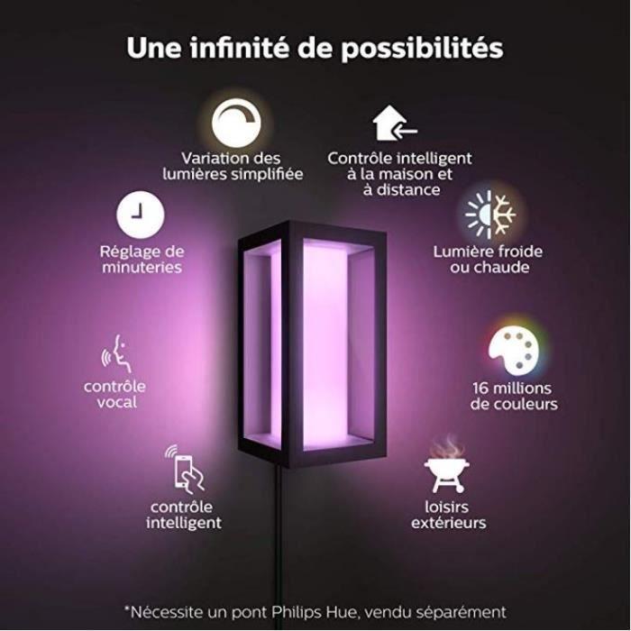 Applique murale philips hue white and color ambiance impress - 8w - noir