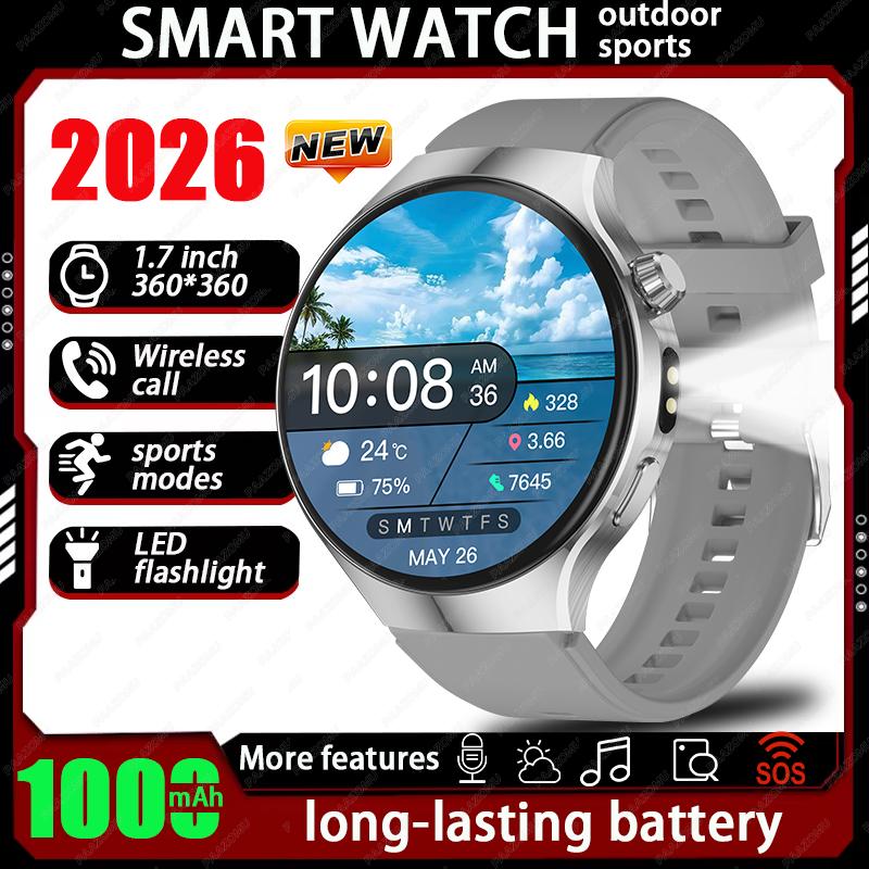 

New 1000mAh Battery Smart Watch Men IP68 Waterproof 1.7 360*360 HD Screen BT Call Flashlight Sports Military Fitness Bracelet