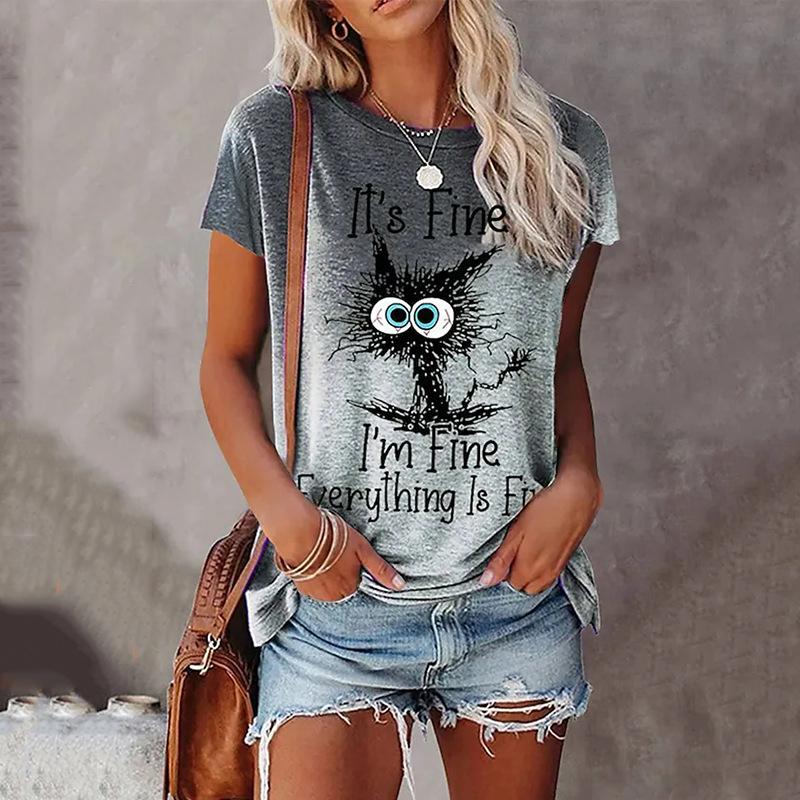 

QICED Молочный шелк Большой размер Женский летний Свободный принт Свободный топ Женский XXXXL