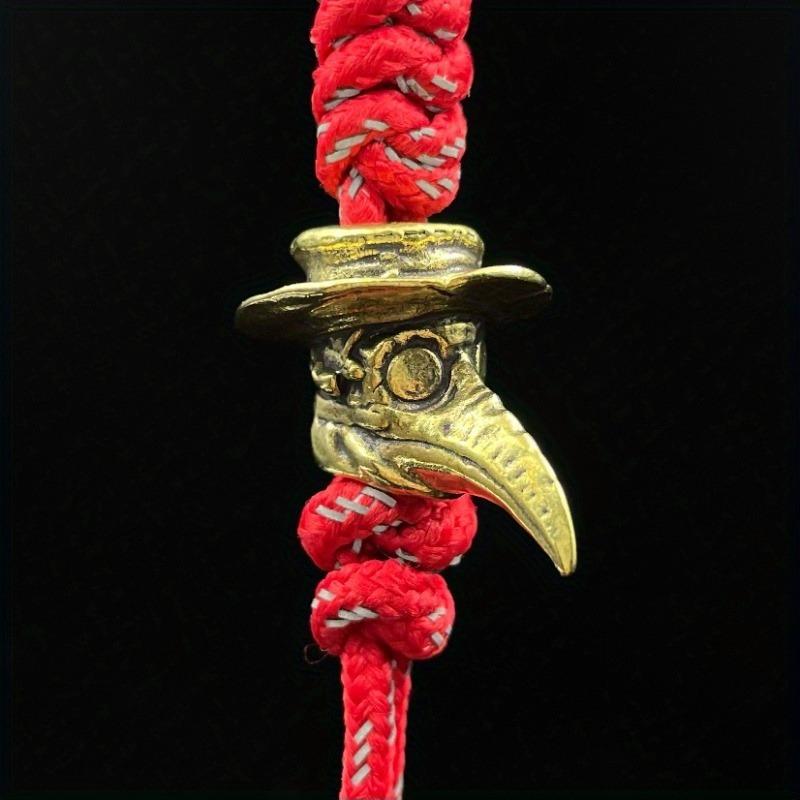 Vintage Brass Plague Doctor Crow Knife Pendant Necklace with Paracord Rope