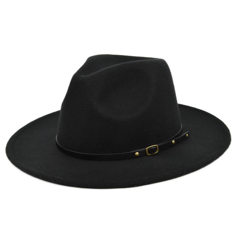 Retro Plush Jazz Multi Color Flat Big Brimmed Hat With Fashionable Personality