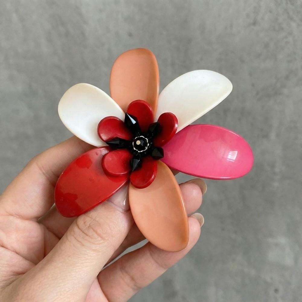 Exaggerated Acrylic Flower Brooch Vintage Colors Clothes Pin  Clothes Accessories