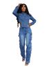European & American Women's Casual Washed Denim Set