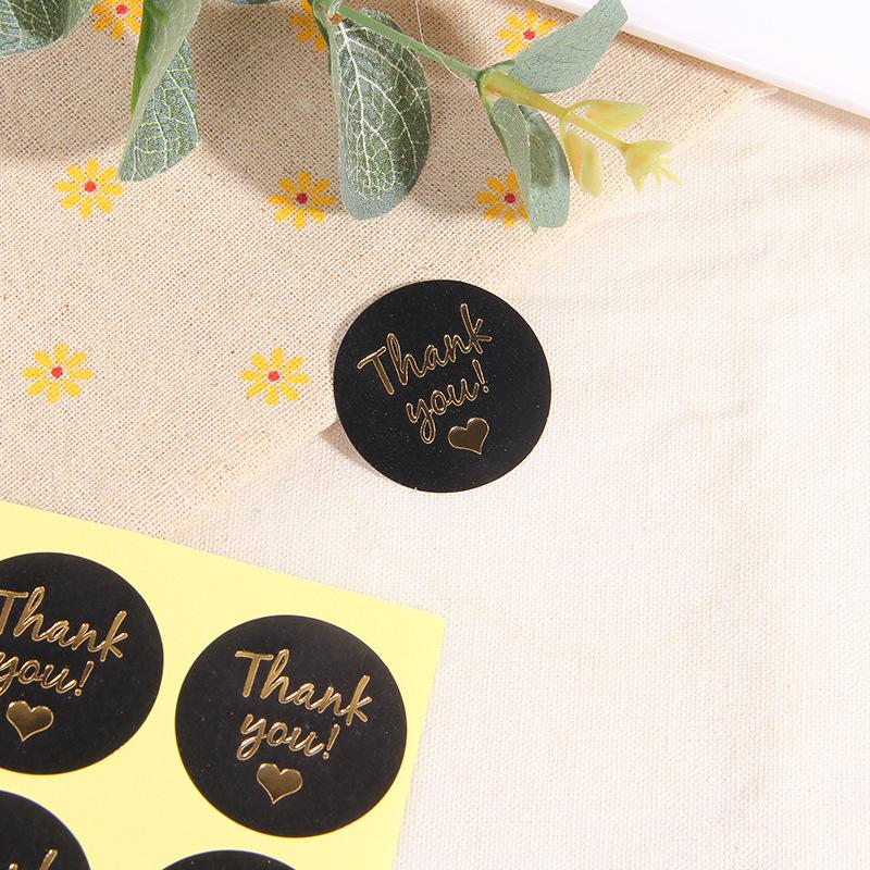 60pcs/5 sheets Thank You Black Stickers Hot Stamping Seal Stickers Bakery Gift Envelope Packaging Thank You Stickers Labels