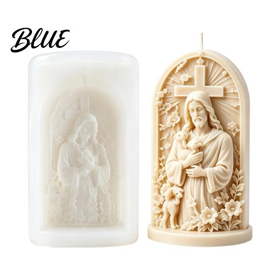 Easy Release Wax Silicone Making Candle Mold Jesus 3D Sculpture Molds Good Shepherd Virgin Religious
