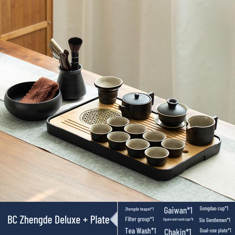 Zhui Jia Japanese Minimalist Black Pottery Gongfu Tea Set