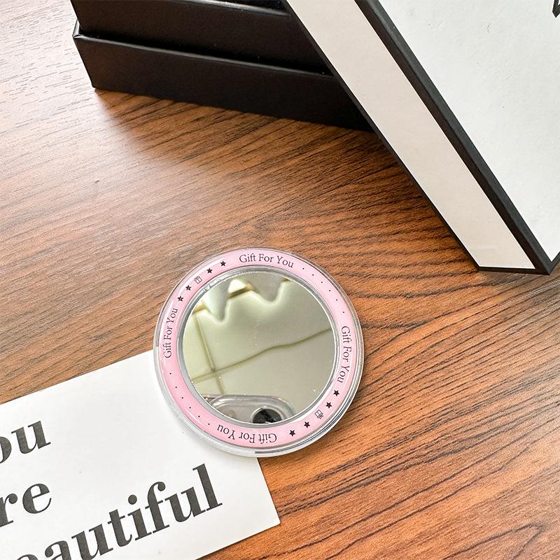 Round Mirror Magnetic Suction Mobile Phone Airbag Bracket Base Portable Makeup Mirror Simple Mirror Sticker Refrigerator Sticker Makeup Mirror
