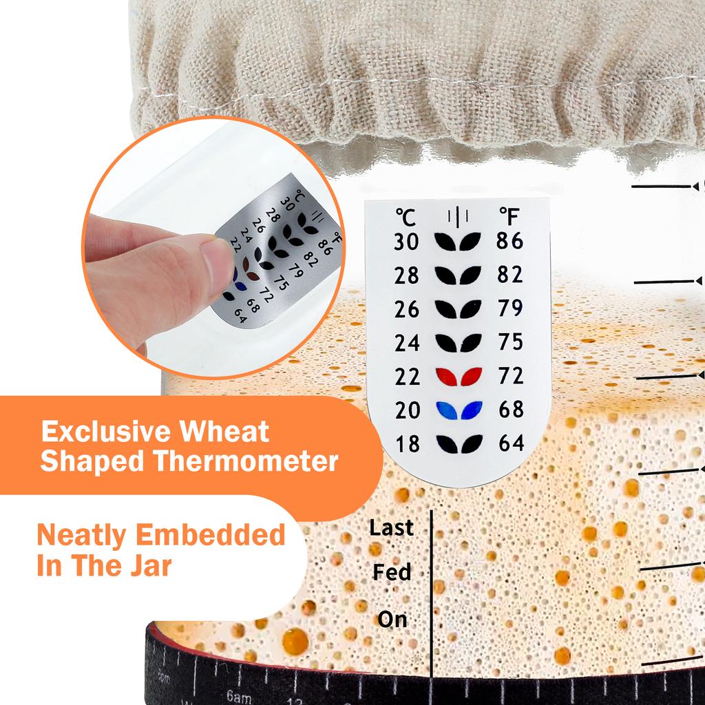 9Pcs Sourdough Fermentation Jar 1L Sourdough Starter Container Clear Glass Jar Sourdough Baking Tool Wide Mouth Kitchen Supplies