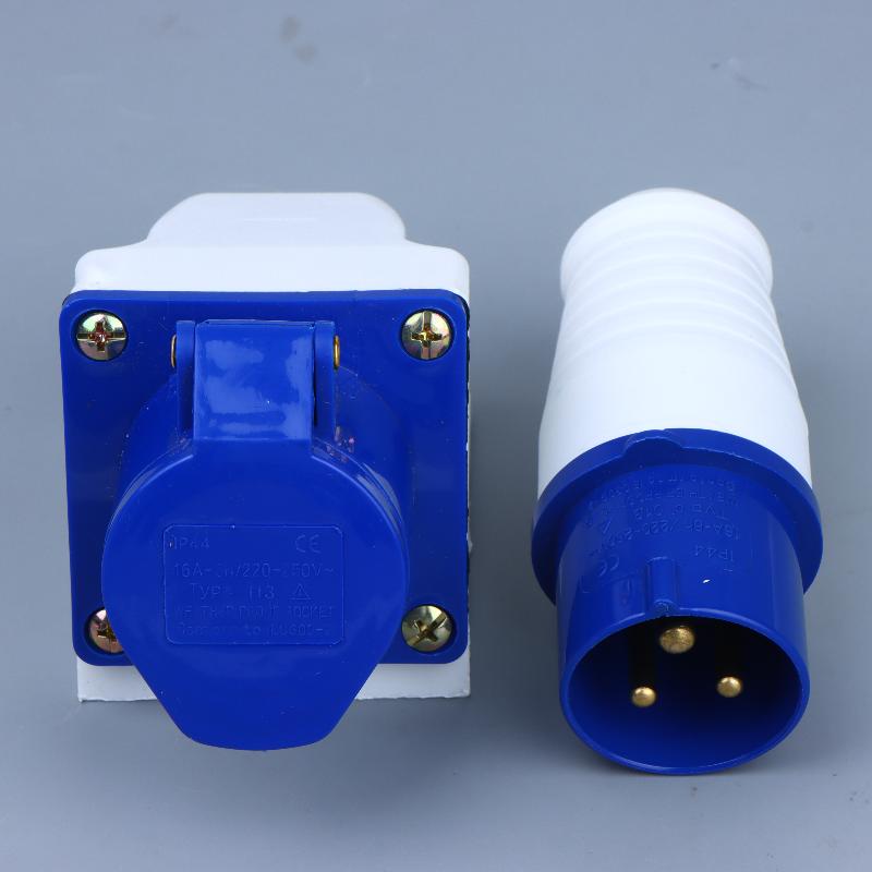 Easy Install 220V 16A 3 Pin Industrial Waterproof Plug Socket Durable Power Connector for Caravan Trailer Motorhome