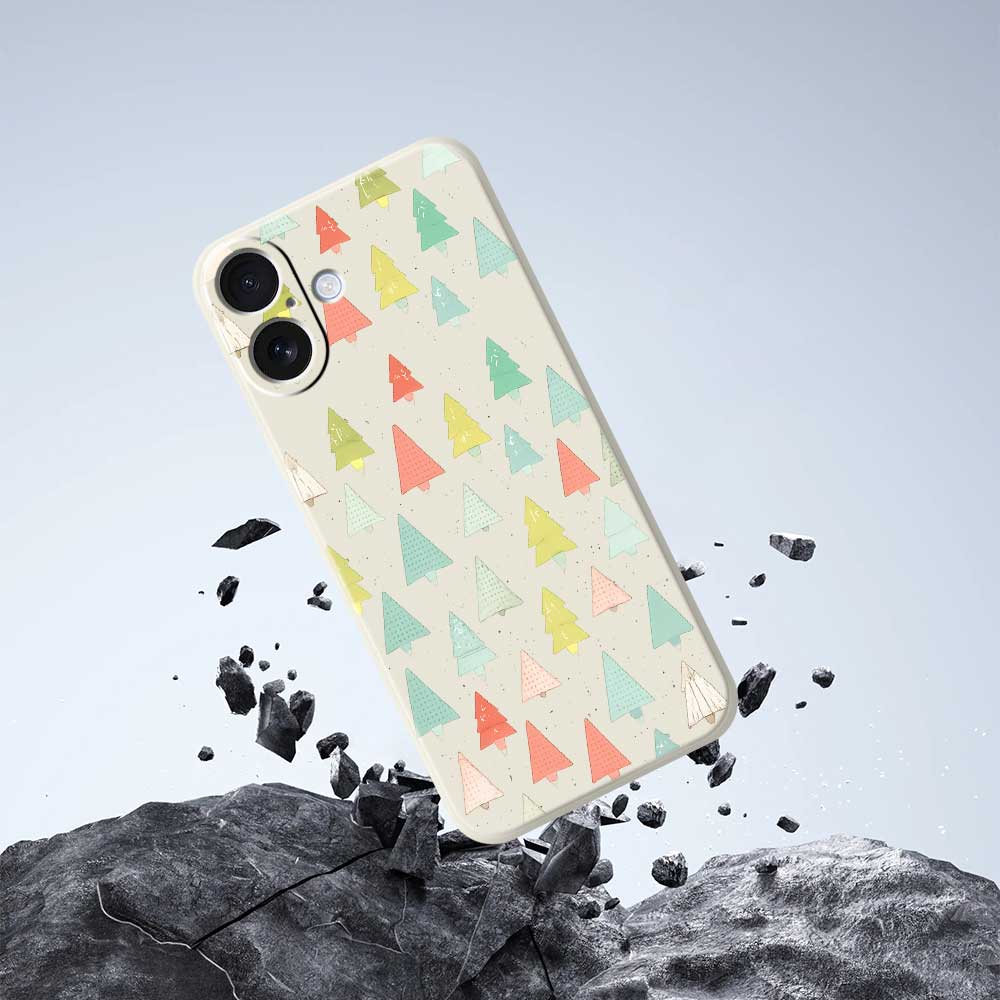 For iPhone 17 Case Colorful Trees Pattern Printing Straight Edge TPU Phone Back Cover