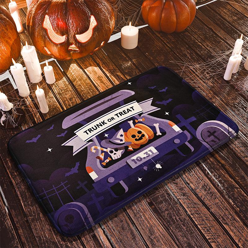 Halloween Bloody Handprint Scary Print Flannel Fleece-like Absorbent Non-Slip Indoor Carpet Rug Door Mat Bath Mat Home Decor